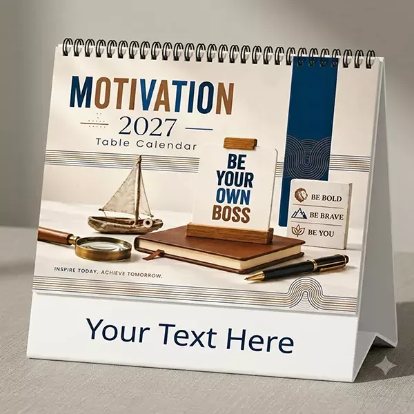 9 x 8 Corporate Table Calendar Spot UV Hybrid Effect