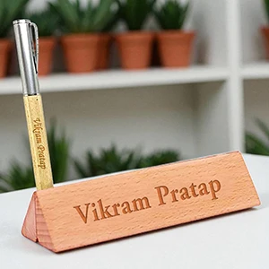 Triangle Wooden Pen Stand